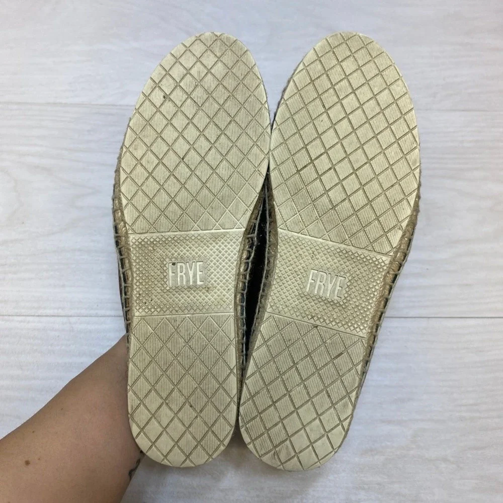 Frye Ivy Espadrille Slip On Gold Metallic Leather‎ Flats 3470070-GSL Womens 7.5M